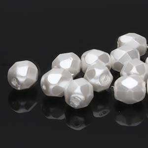 Czech Fire Polish 4mm-Glass Pearls White * 100 Bead Strand